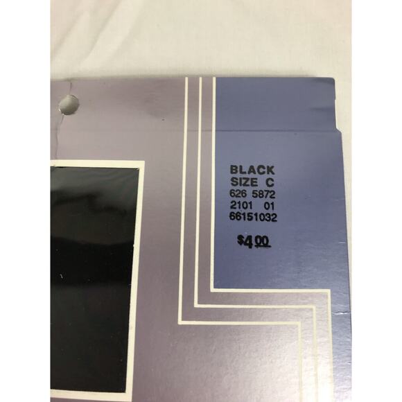 WOMENS GLORIA VANDERBILT REINFORCED TOE BLACK STOCKINGS‎ PANTYHOSE NYLONS SIZE C - Picture 2 of 3